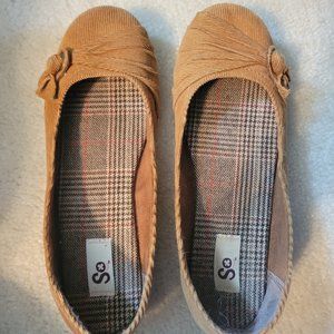 SO Brown Velvet Flats with Bow